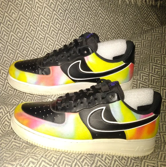 Nike Air Force 1 Low Black Tie Dye Mens Size 1 - Picture 3 of 13